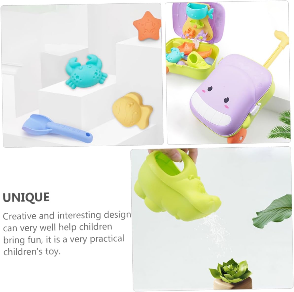 Beach Sand Play Set, Purple Bath and Outdoor Sand Digging Shovel with Pull Rod Case, Summer Seaside and Bathing Water Fun