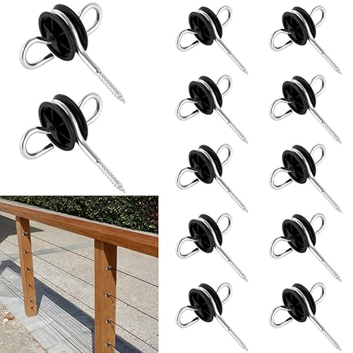 Homaisson Anclajes eléctricos para manija de puerta, 12 piezas de anclajes de poste de madera de doble anillo para valla de granja, aisladores de