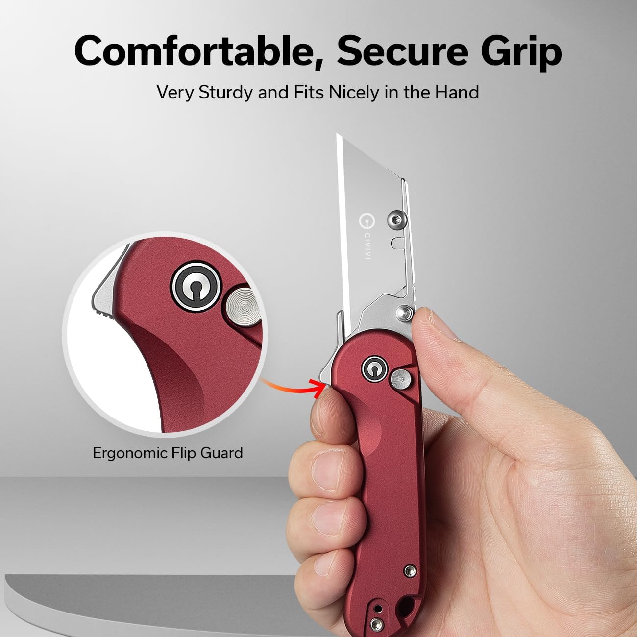 CIVIVI Folding Utility Knife Box Cutter, Elementum Utility Pocket Edc Knife with 3Pcs Extra Razor Blades, Three Ways to Open, Ideal Gifts for Men Women C23039B-5