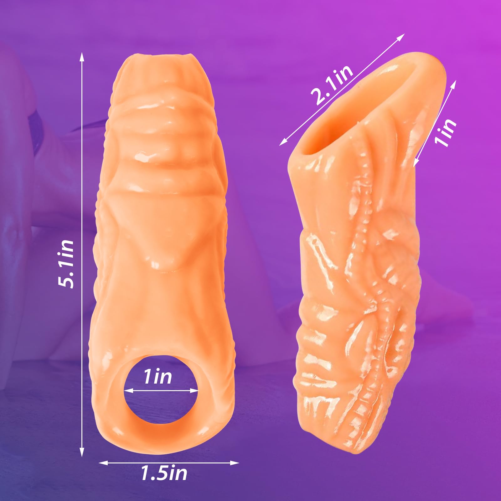 Realistic Penis Extension 8 Inch Flesh Cock Sheath & Ball Stretcher