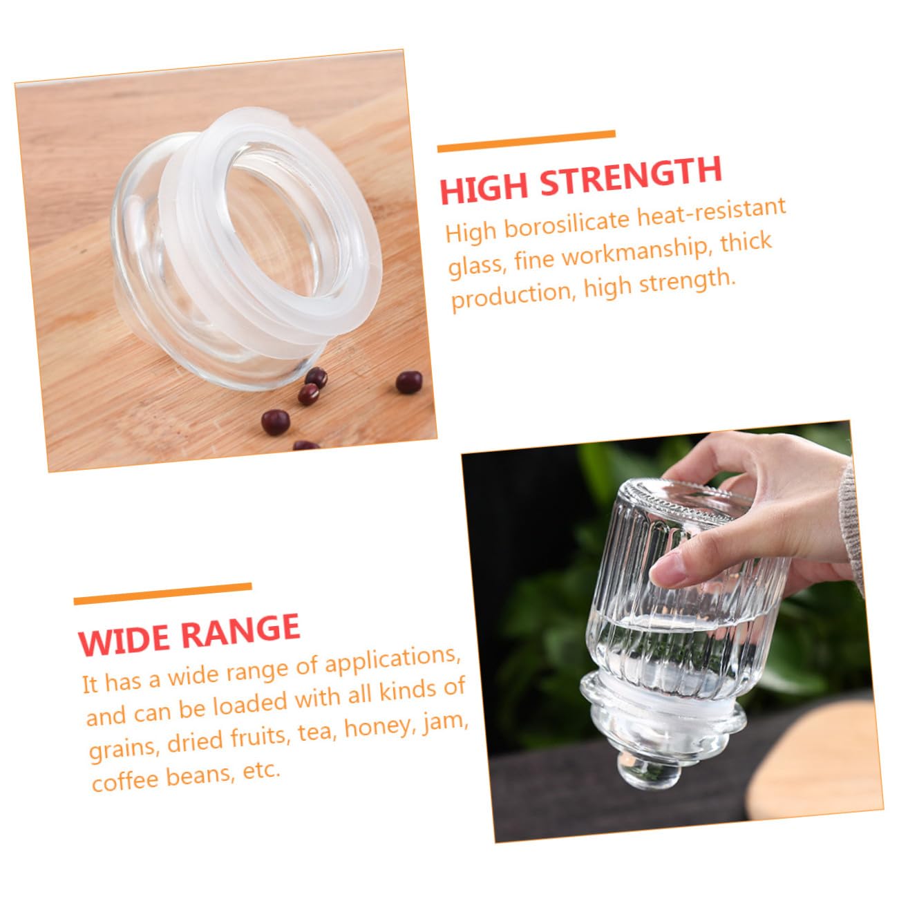 4 Stück Glas Vorratsdosen 230ml mit Deckel für Küche und Haushalt Luftdichte Aufbewahrung Dickes Glas und Feine Verarbeitung für Trockenfrüchte und Snacks