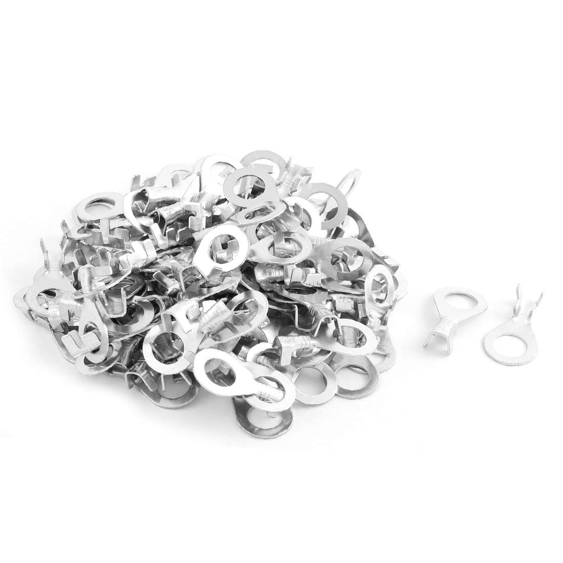 100 szt. Silver Tone 12-10AWG przewody kablowe złącze, dwustronne, nieizolowane zaciski pierścieniowe