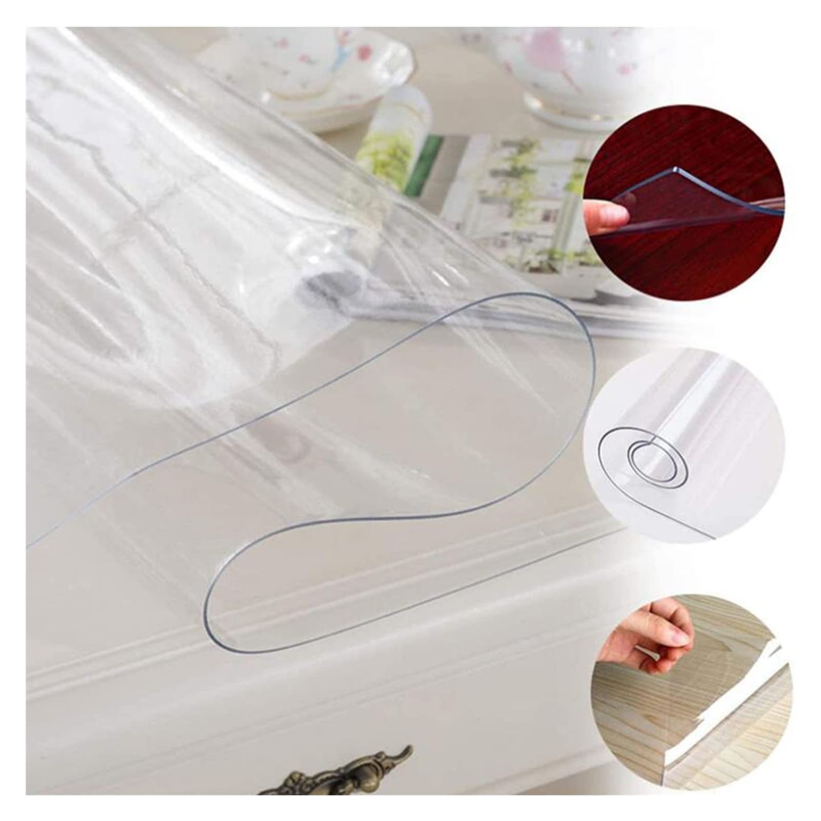 2mm Transparent Tapis De Protection De Sol, Imperméable, résistant à l'usure, Facile à Nettoyer Tapis de Sol en PVC Convient pour la Maison et Le Bureau,65/85/105/125/145cm de Large (Color : T