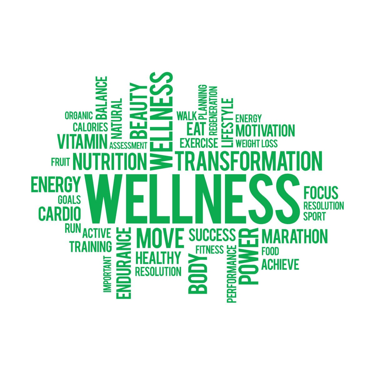 Wall Vinyl Sticker Decor Wellness Words Spa Beauty Nutrition Home Gymnastics 54x74.3cm Multi Color Selection Large Green — image 1