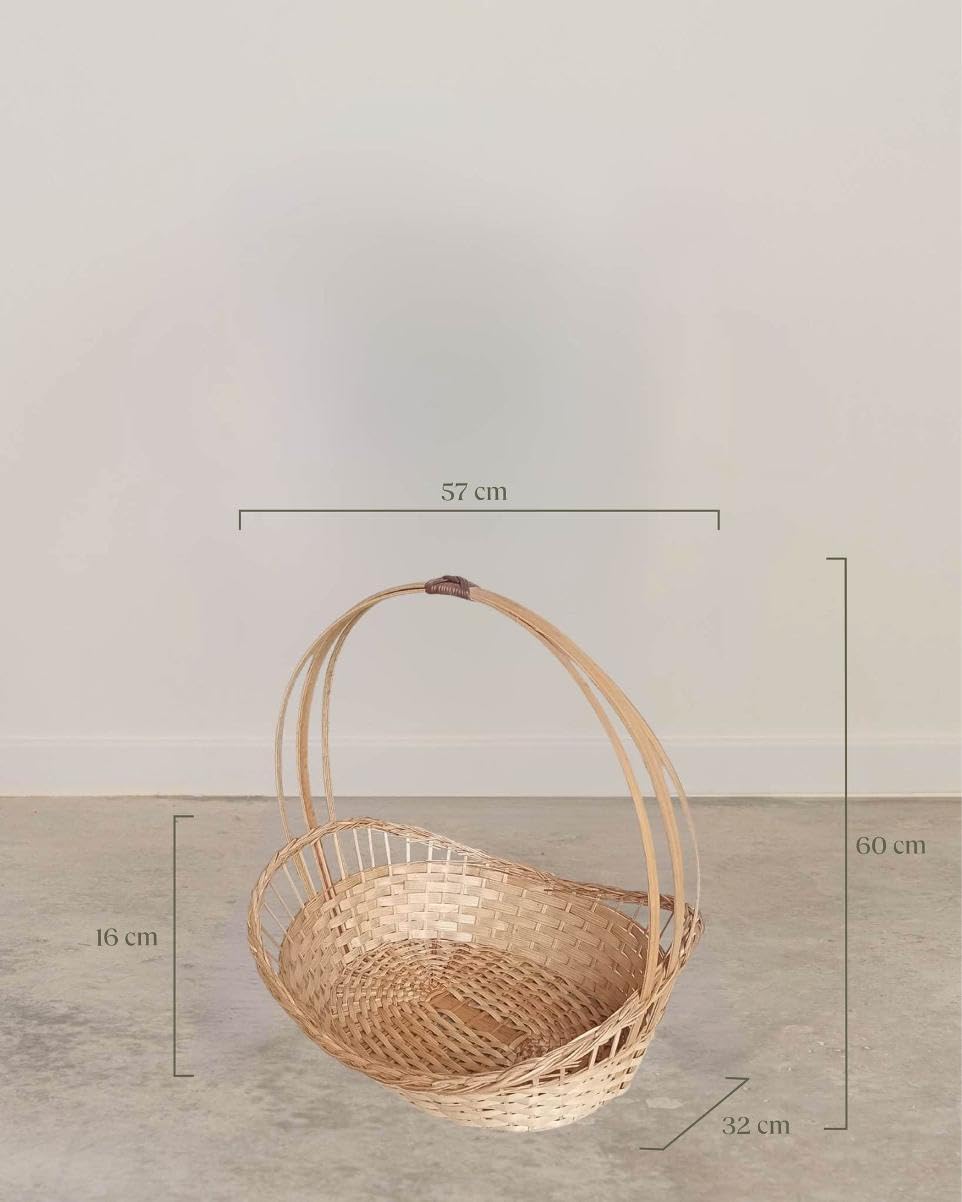 Cesta Navideña Vacía de Bambú 57cm para Detalles de Navidad