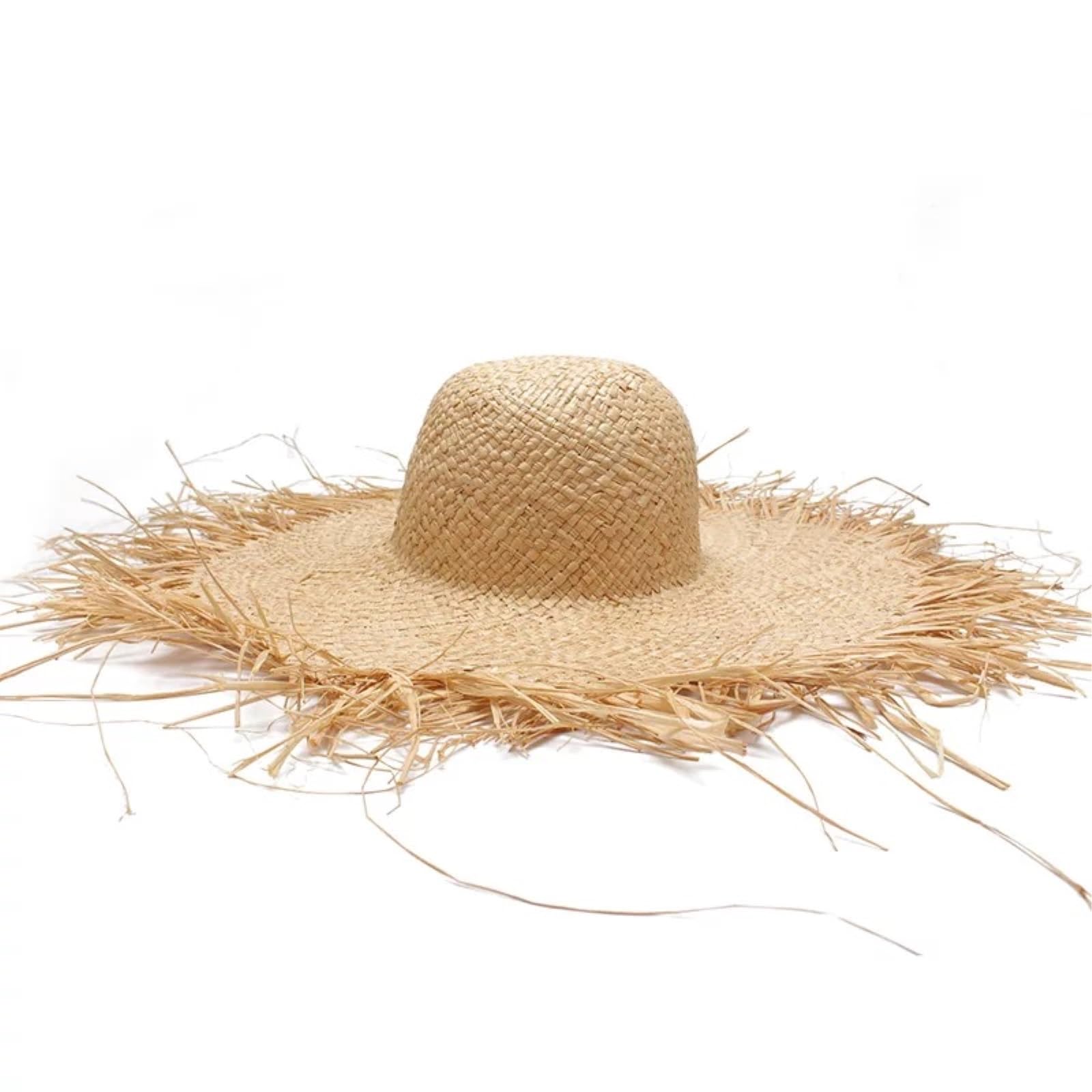 Straw Hat Handmade Women's Sun Hat, szeroki Brim, wysokiej jakości Beach Hat-khaki
