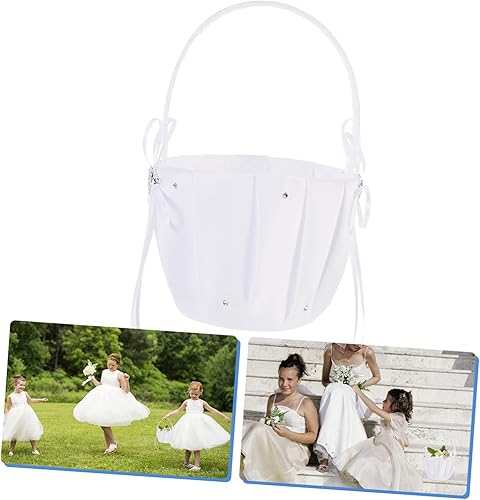 Miniatura 6 de PRETYZOOM Cesta de flores de boda con mango de rosa, cesta de regalo en forma de corazón, cesta de arreglo floral, regalos para niñas adolescentes,