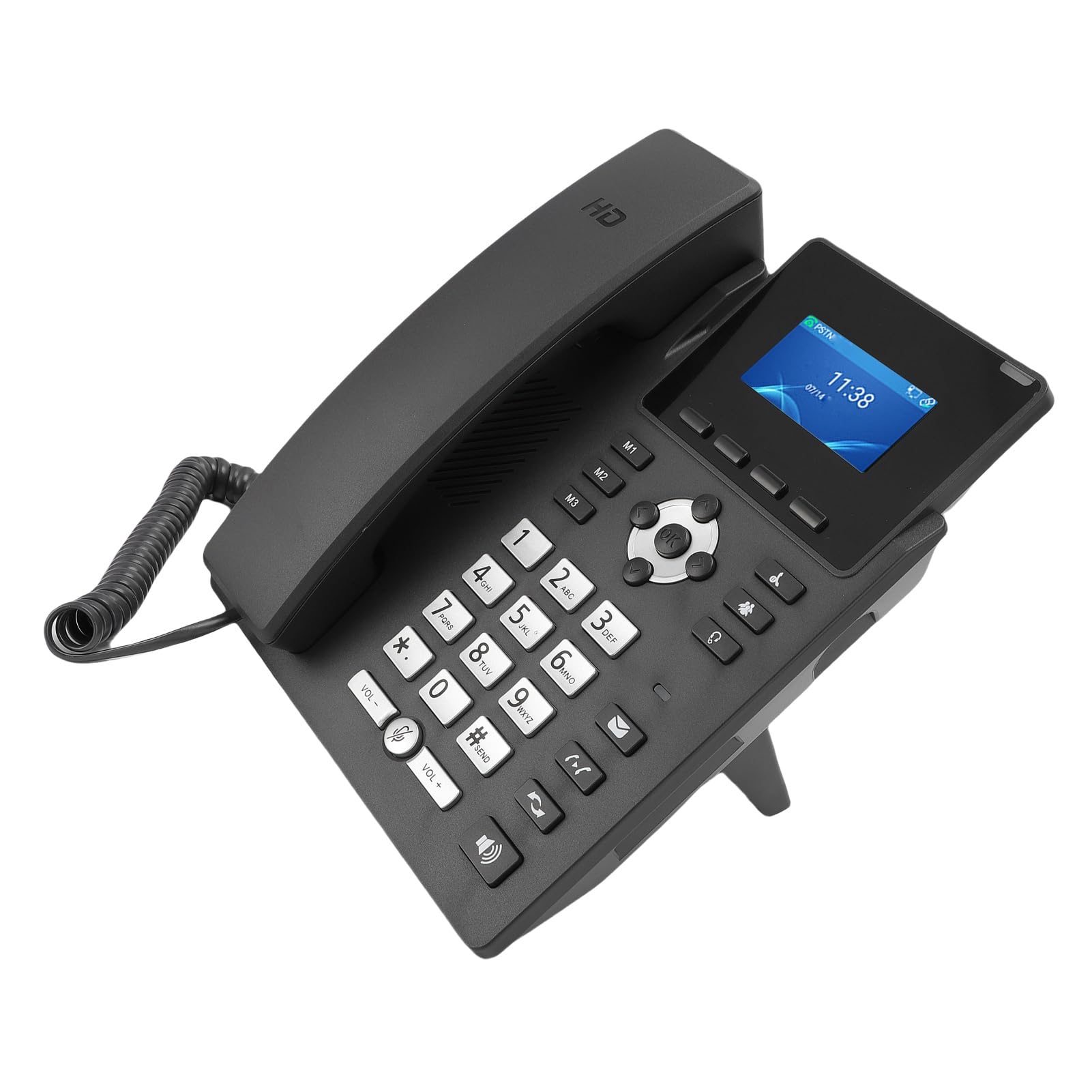 Generic Telefono IP per Aziende con Display da 24 Pollici, Telefono da Scrivania VoIP a Doppia per Uffici, Dispositivo di Telecomunicazione Compatibile con Cuffie con Cancellazione del Rumore, PoE e