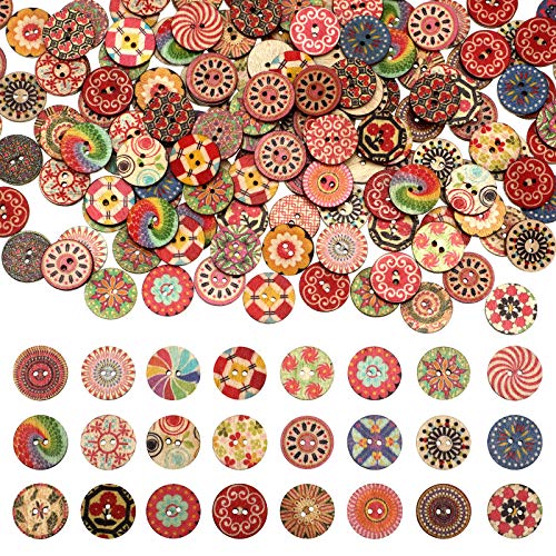 200 Pieces Vintage Wooden Buttons Flower Mixed Color 2 Holes Round Decorative Painted Wood Buttons for DIY Sewing Crafts Room Decorations Gifts, 20mm 200 Pieces Vintage Wooden Buttons Flower Mixed Color 2 Holes Round Decorative Painted Wood Buttons for DIY Sewing Crafts Room Decorations Gifts, 20mm