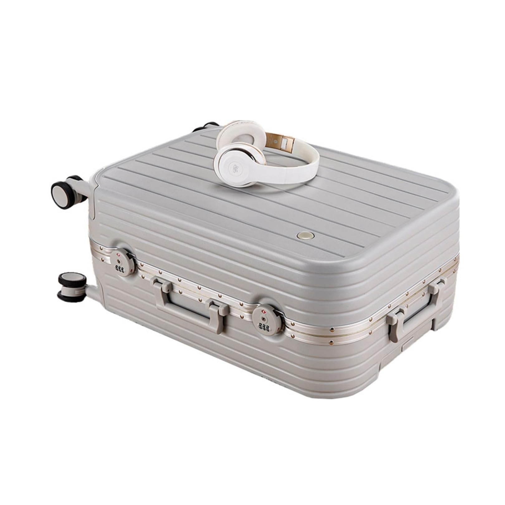 Valise cabine en aluminium robuste avec double roulettes pivotantes