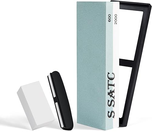 Whetstone 6002000 Grits - Kit de afilado de piedra húmeda con base de goma antideslizante guía de ángulo y piedra aplanadora