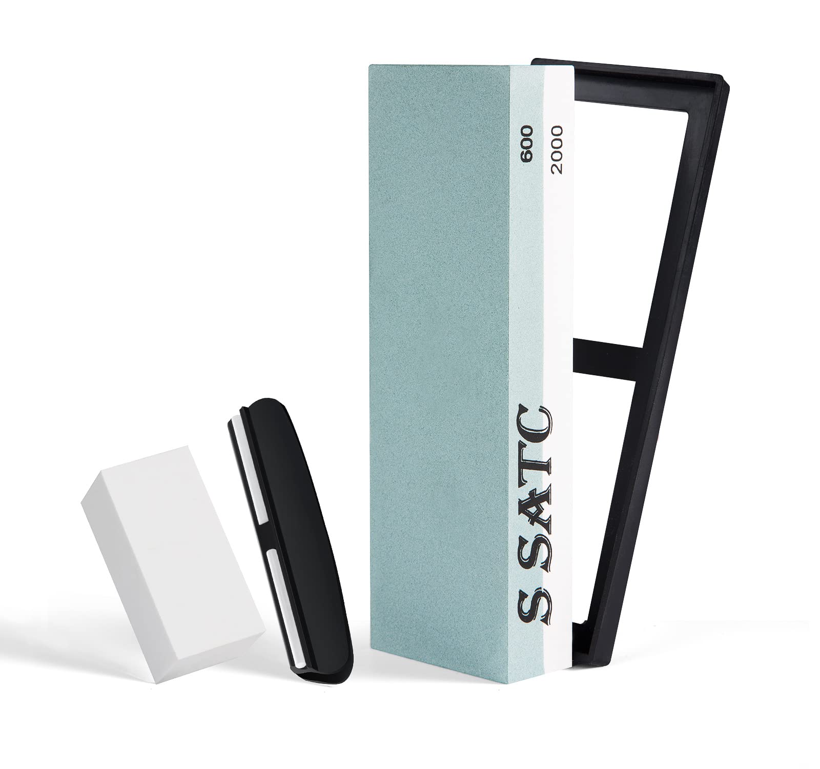 Whetstone 600/2000 Grits Wet Stone Sharpening Kit with Non-slip Rubber Base Angle Guide and Flattening Stone