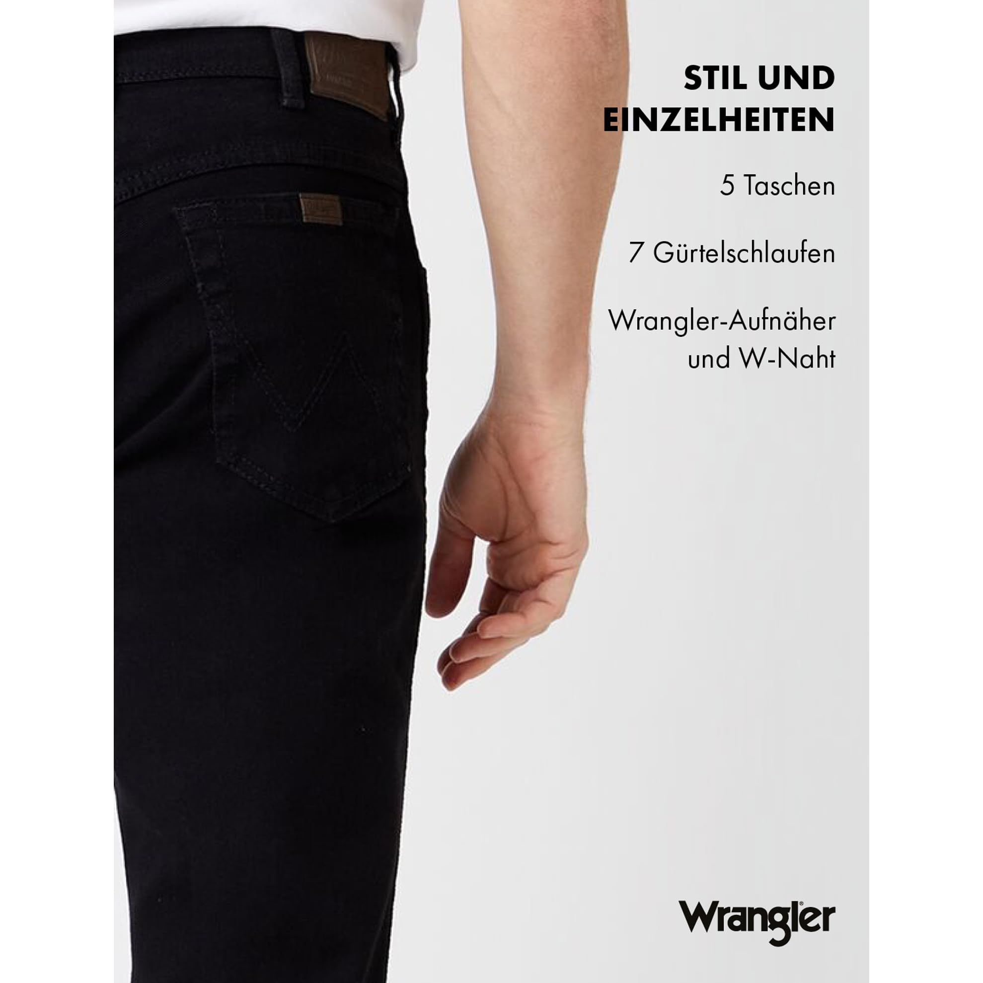 Wrangler Herren Jeans Regular - Mid Waist - Regular Fit - Schwarz W30-W44