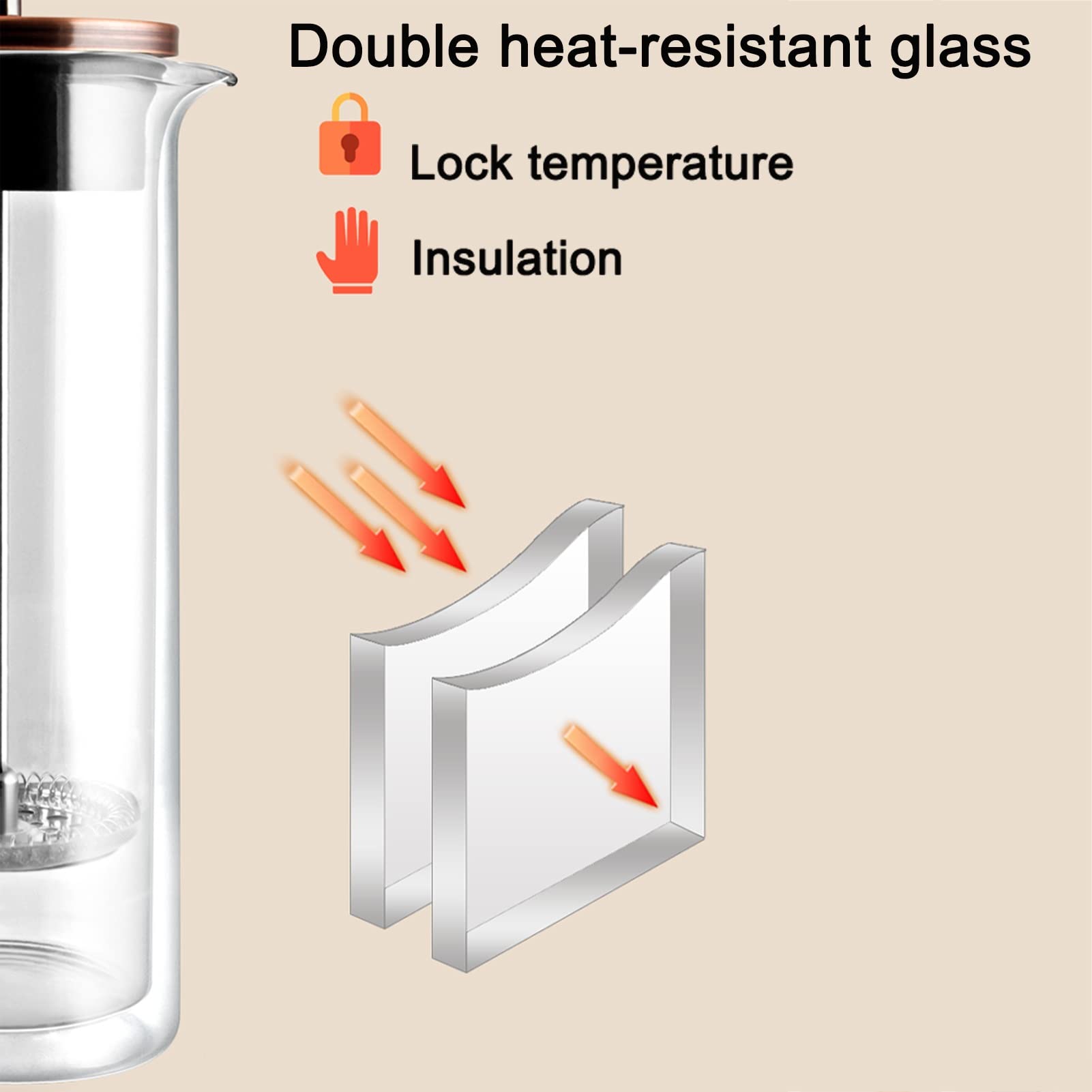 French Press Kaffeebereiter, 304 Durable Edelstahl Hitzebeständige Borosilikatglas Kaffeepresse Teepresse Mit 3 Filtern, Abnehmbar Leicht Zu Reinigen, Kaffeekanne Für Camping Reisegeschenke