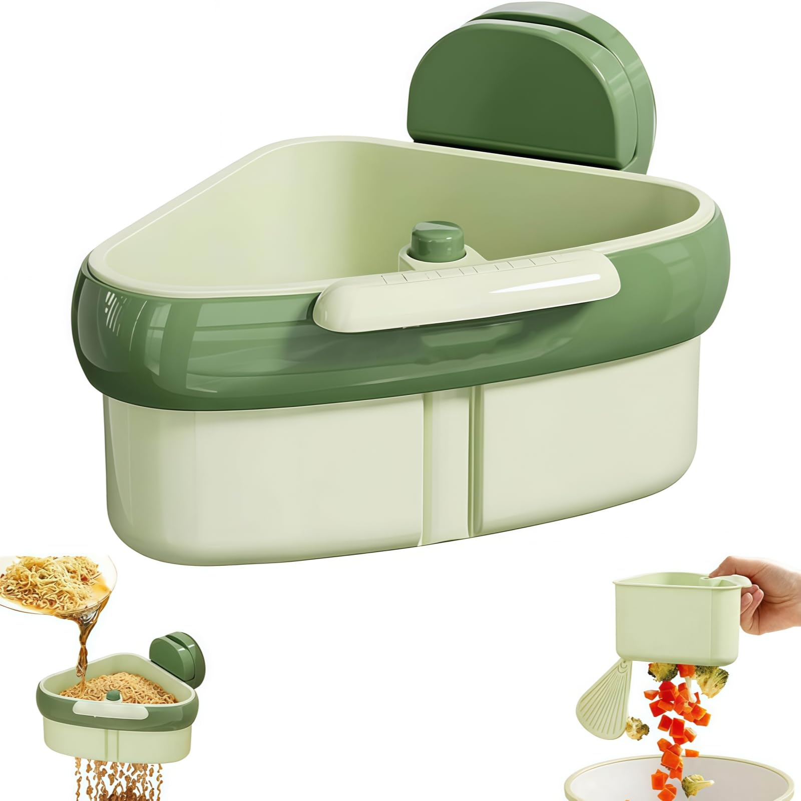 2026 new Suction Cup Sink Strainer Corner Sink Caddy Strong Suction Cups for Sink Organization Green Plastic Drain