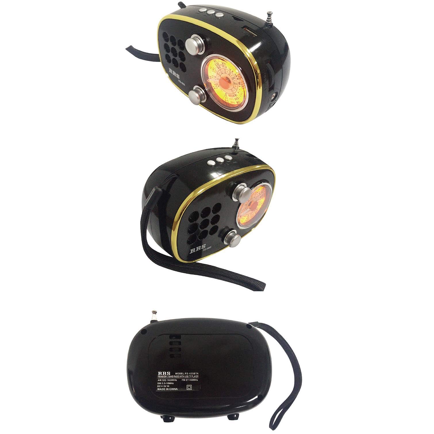 Radio FM/Am/sw Portátil Pequeña, Radio Portátil Radio de Bolsillo con Micrófono, Sonido Estéreo Potente TF Reproductor USB,Marrón