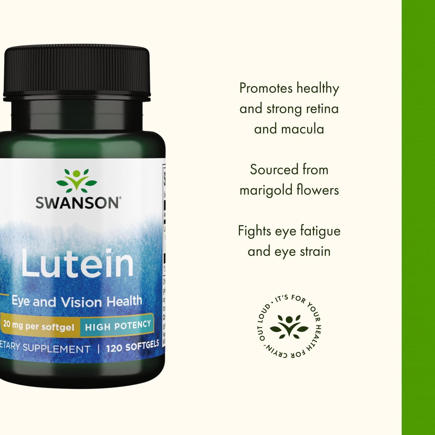 Swanson Lutein 20 Milligrams 120 Sgels