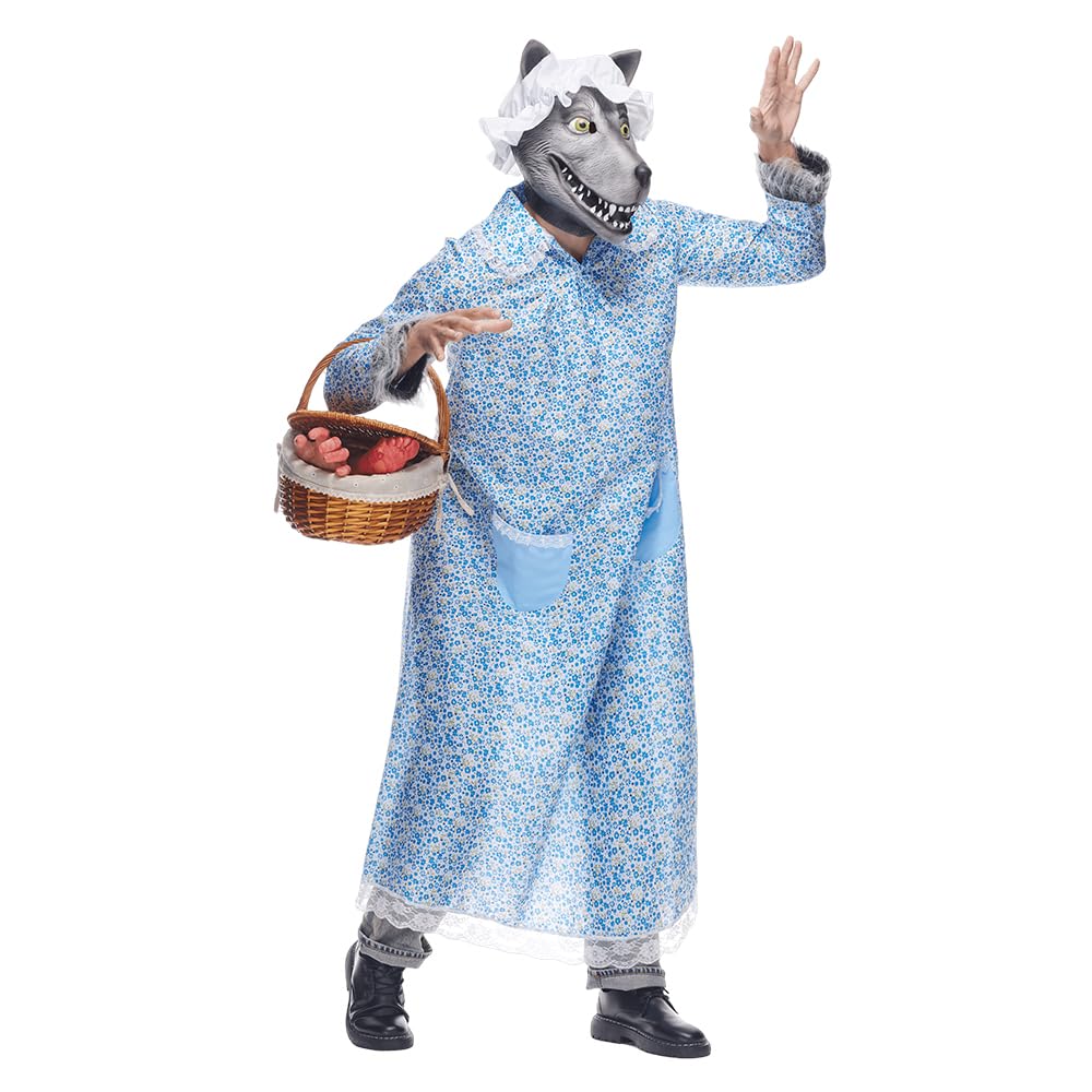 EraSpooky Adulto Big Bad Granny Wolf Disfraz de Wolf Funny Halloween Hada de hadas Little Red Riding Caperina para hombres Mujeres
