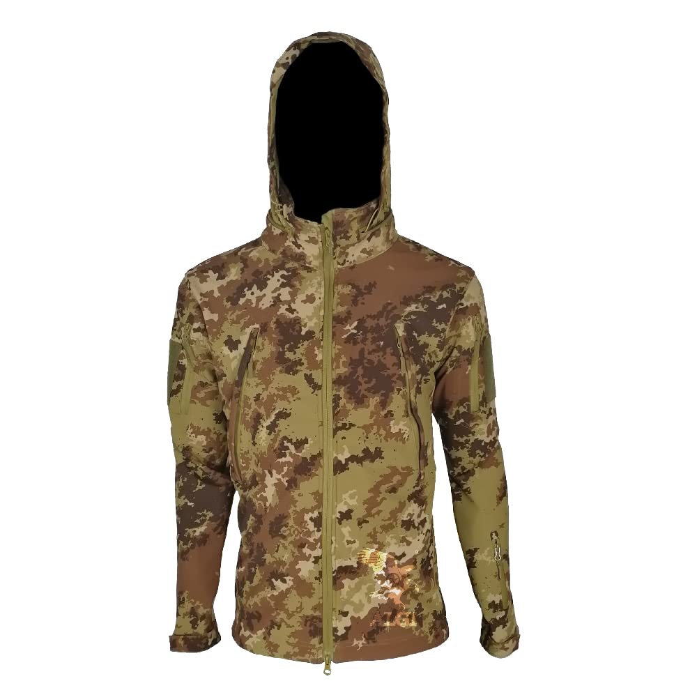 ALGI Giacca Termica Soft Shell con Cappuccio SUMMIT MIMETICA VEGETATO