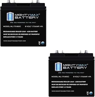 Mighty Max Battery 8V, 170Ah, AGM, Dual Terminal, Replacement Battery Compatible with Electric Golf Carts - 2 Pack