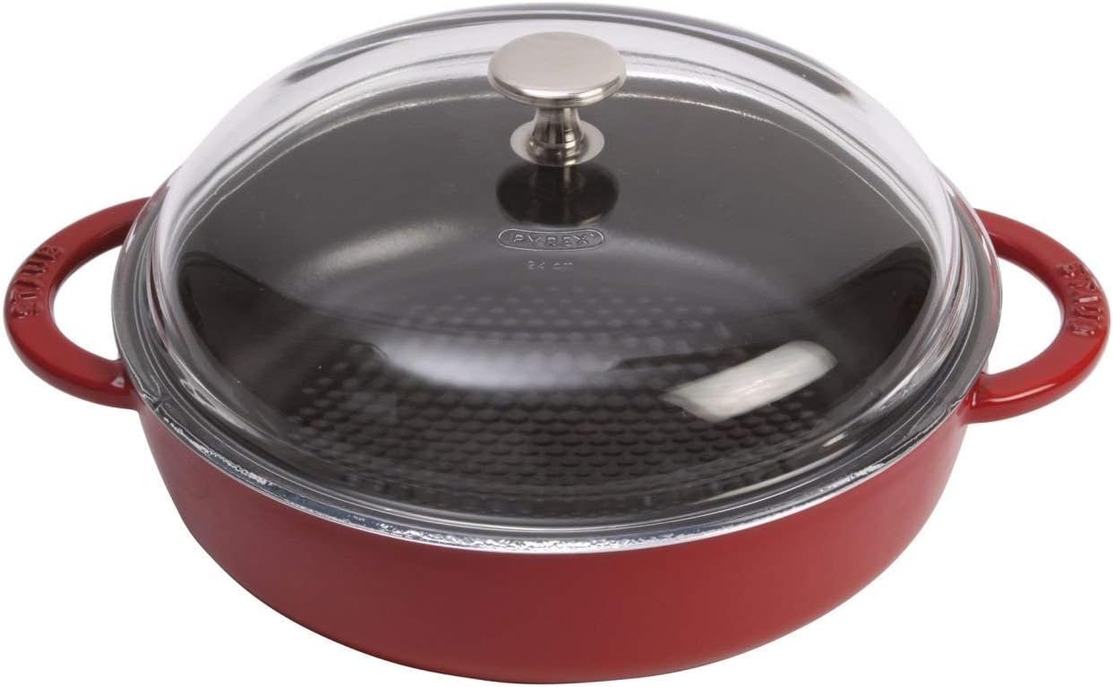 Staub Fonte 1272306 Hexagon Sauteuse + Couvercle Verre Cerise 24 cm : Amazon.fr:  Cuisine et Maison