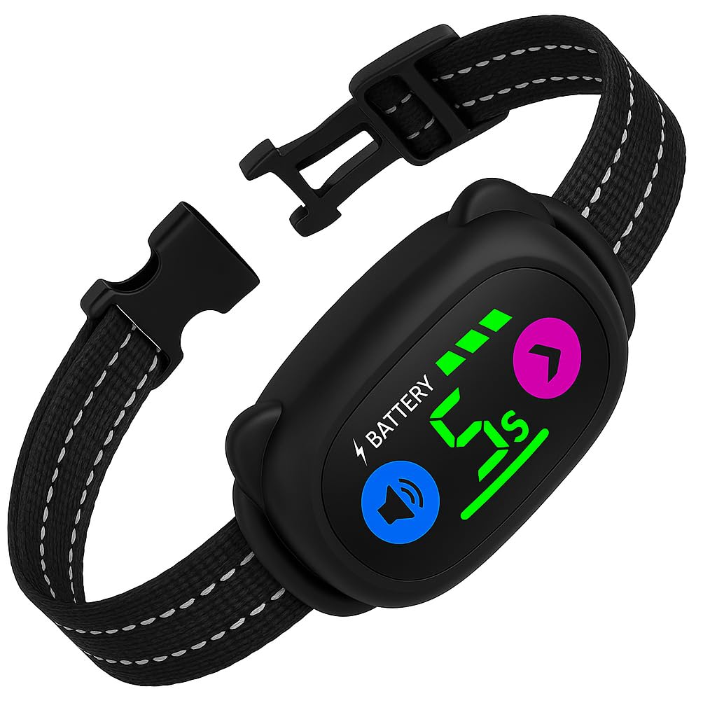 Bark Guard Collar antiladridos para Perros pequeños y medianos, Humano, sin Golpes, para Perros ladrando con 2 pitidos de vibración, antiladridos Recargable con 8 sensibilidad Ajustable (Negro)