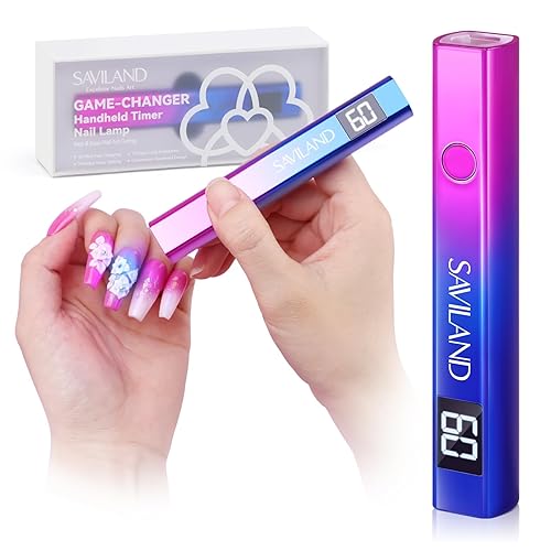SAVILAND U V Light for Nails – Handheld UV Lamp for Gel Nails LED Nail Flash Cure Lamp Portable Mini Nail Dryer for Curing Gel Polish Glue USB Nail Art Flash Cure Light Home DIY Manicure (12W) - A-u V Light for Nails