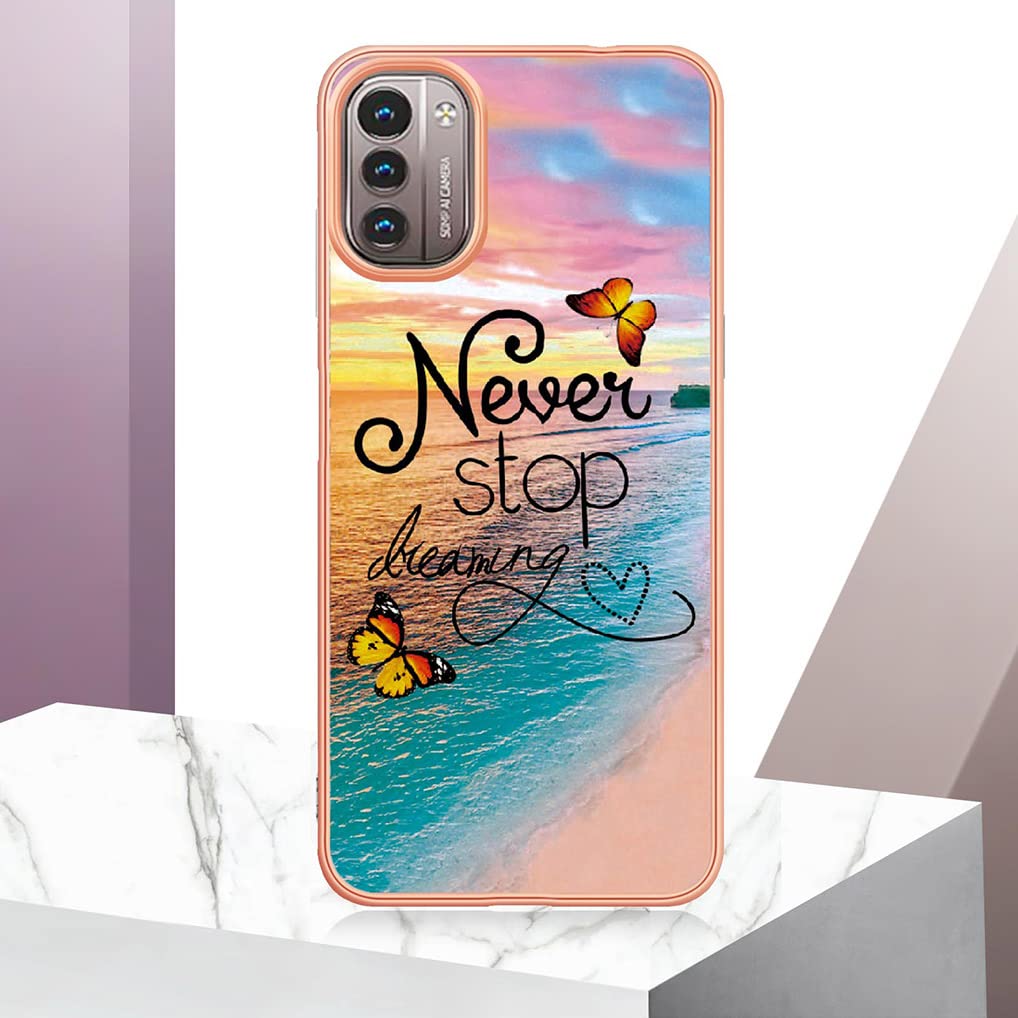 SEAHAI Cover Per Nokia G21/G11 – Custodia Ultra Sottile In Silicone TPU Con Effetto Glitter Marmo Rosa Viola
