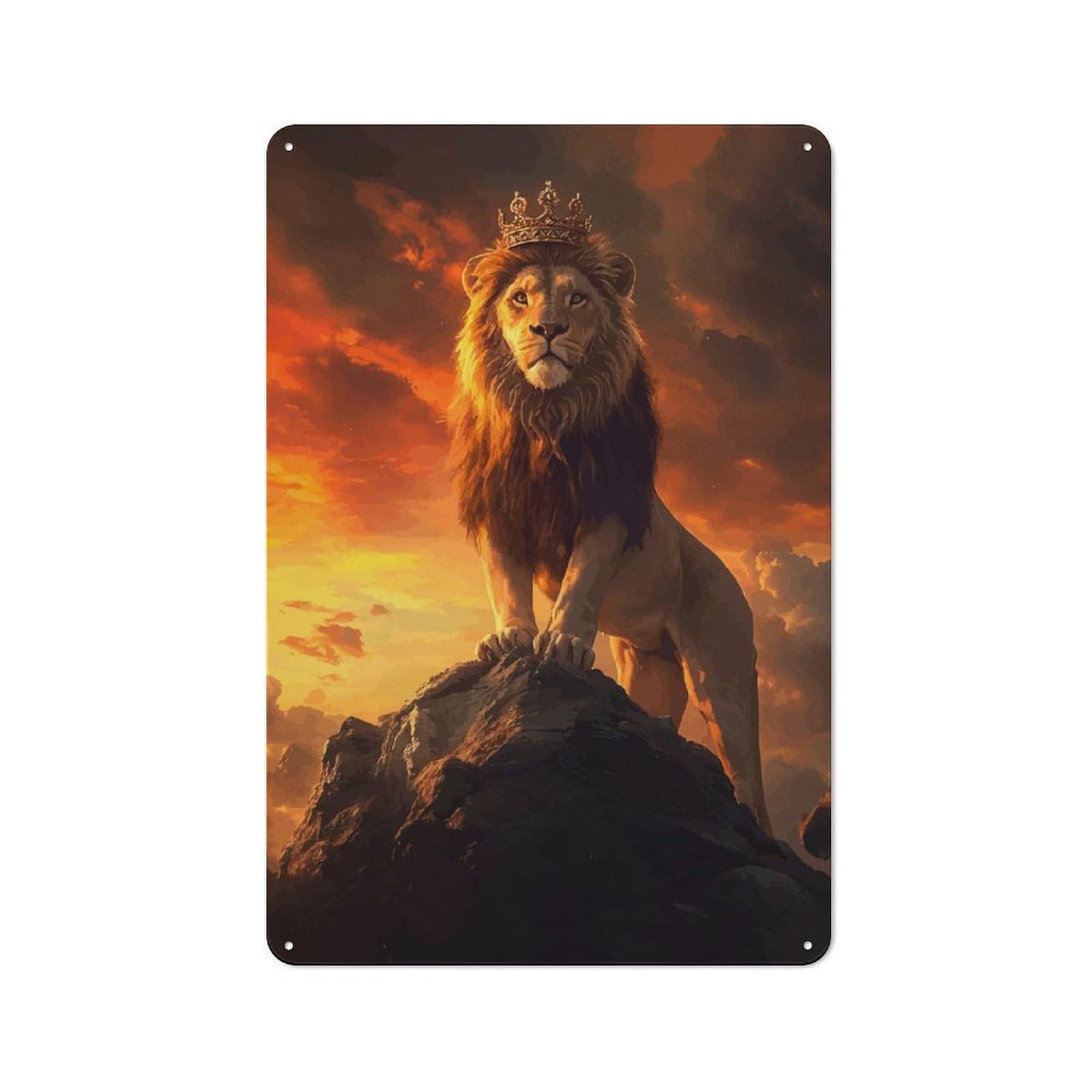 Junmoney Lion Crown 30X20cm Retro-Style Tin Sign With For Café Or Home Bar, For Metal Sign Collectors, For Garage And Workshop Walls