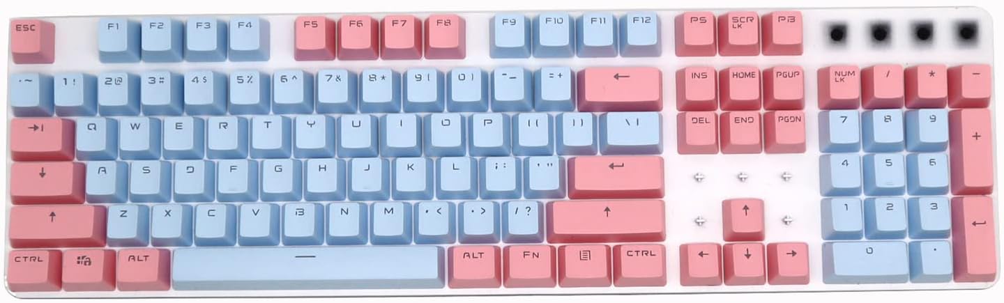WinCheer 104 PBT Keycaps Set Translucent Backlit keycap with Key Puller Compatible with Cherry Mx Switch Key Cap DIY Mechanical Keyboard (Blue Pink)