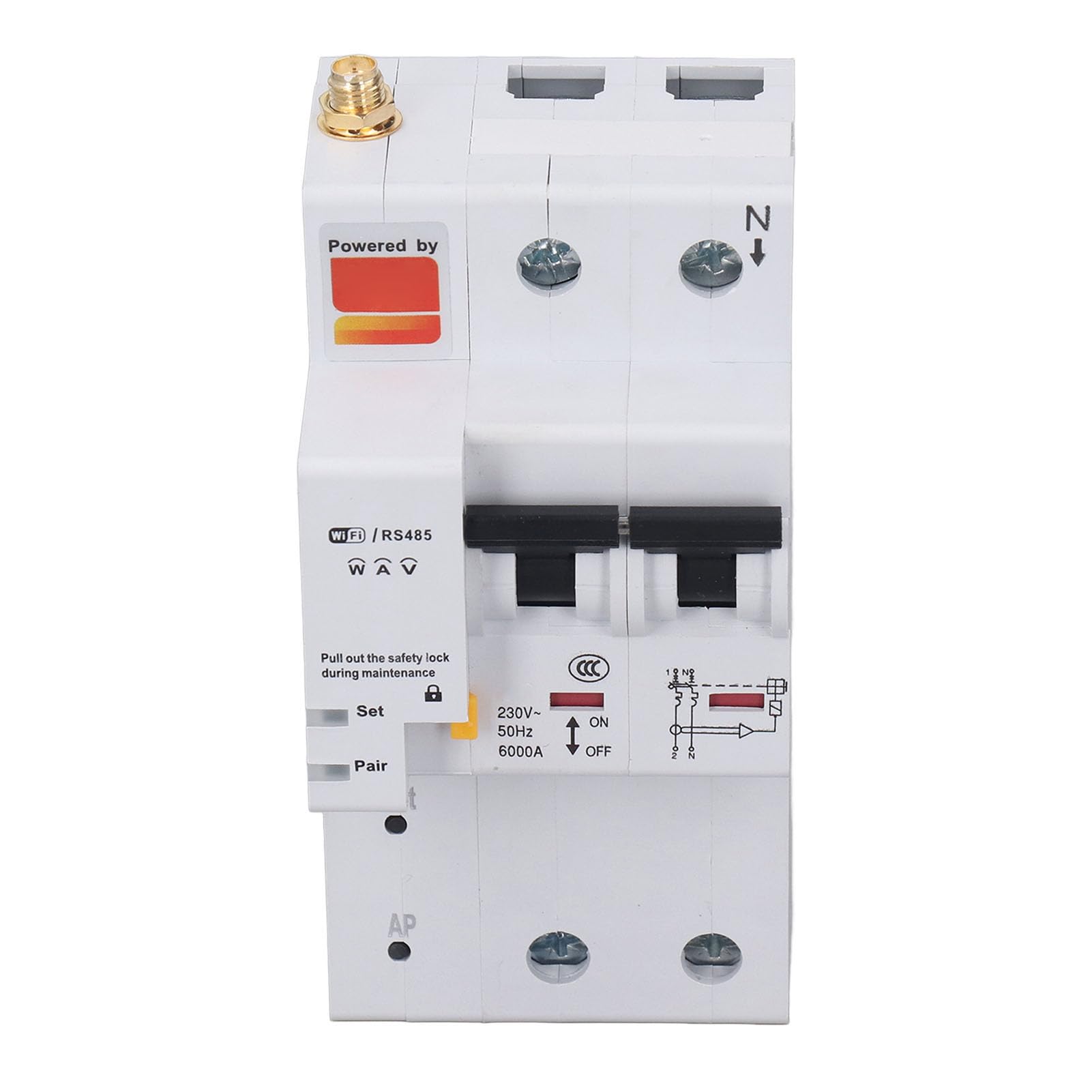 Hyuduo Interruttore Automatico WiFi Intelligente, Interruttore Automatico Telecomando ABS 230 V 40 A 2 P con Protezione da Sovraccarico Archiviazione Dati, per Utenti di Quadri Elettrici con Scatola