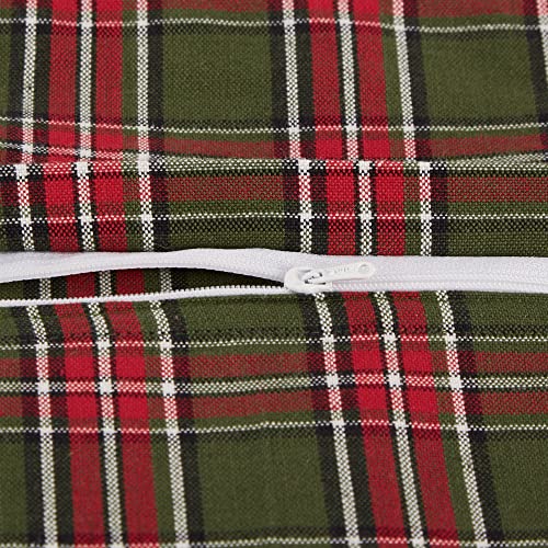 Dii Christmas Throw Pillow Cover Collection Decorative Cotton Set, Machine Washable, Hidden Zipper, 18X18, Traditional Christmas Plaid, 4 Piece #TOP2