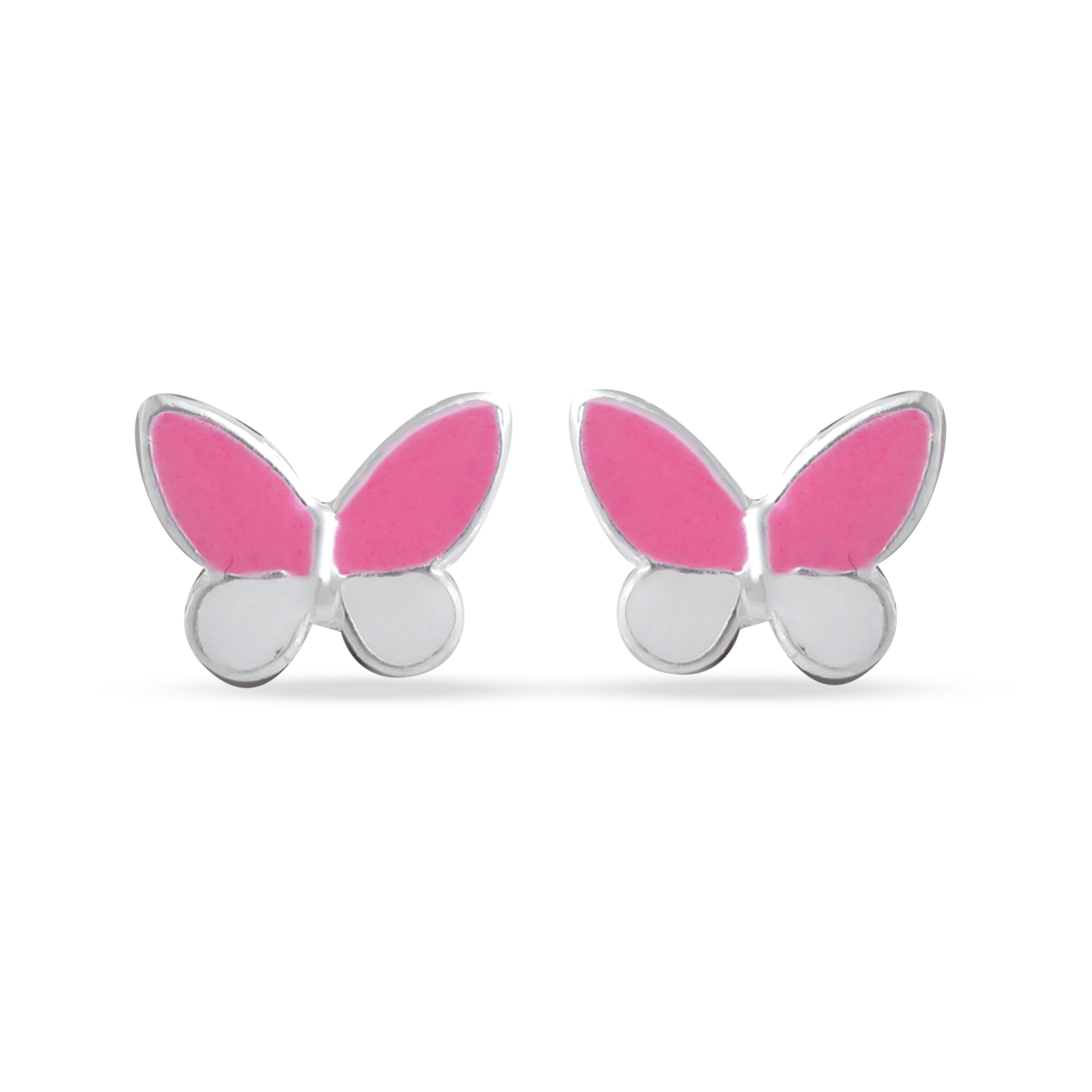 Nemichand Jewels 925 Sterling Silver Hypoallergenic Enamel and Oxidised Stud Earrings for Babies, Kids & Girls (Pink & White Butterfly) (B0CPM2HM47) Amazon Price History, Amazon Price Tracker