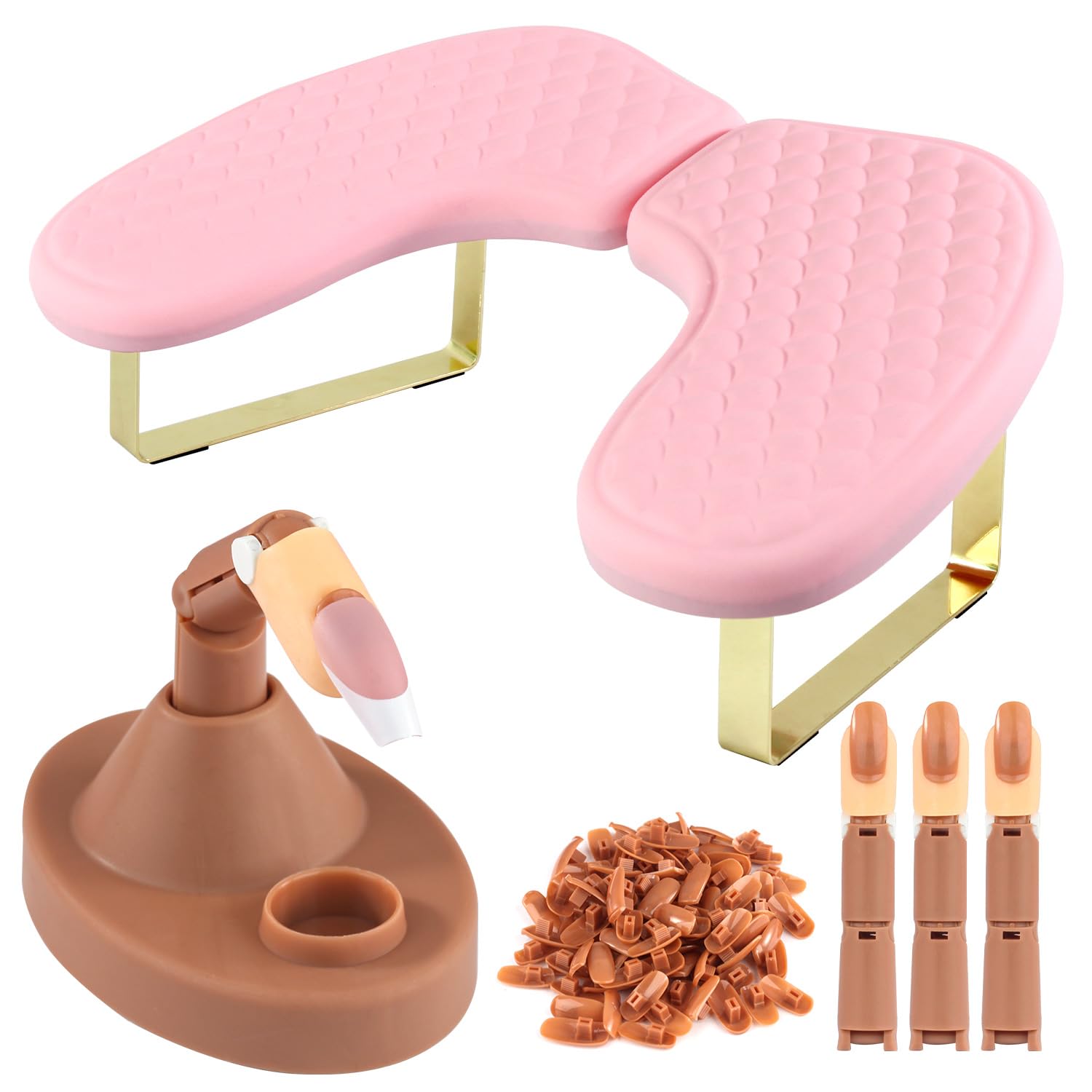 Nail Arm Rest & Acrylic Nail Practice Finger Bundle, Acrylic Nail Training Update PU Leather Hand Nail Stand Rest for Manicure