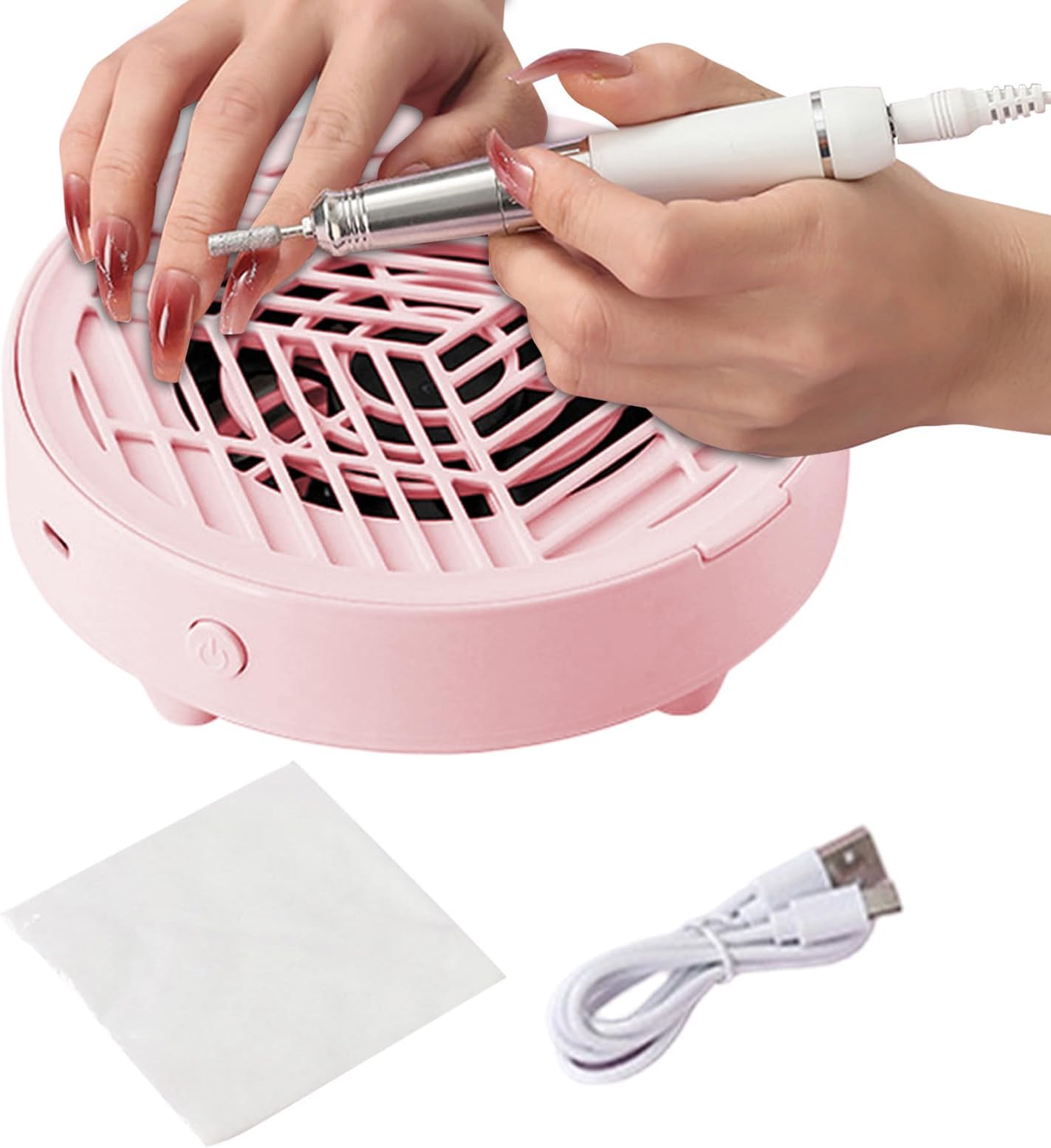 Portable Nail Vacuum - Compact Manicure Dust Extractor, USB Powered Nail Suction | Professional Salon Collection System Technology, Cordless Acrylic Filing Debris Capture Equipment Array