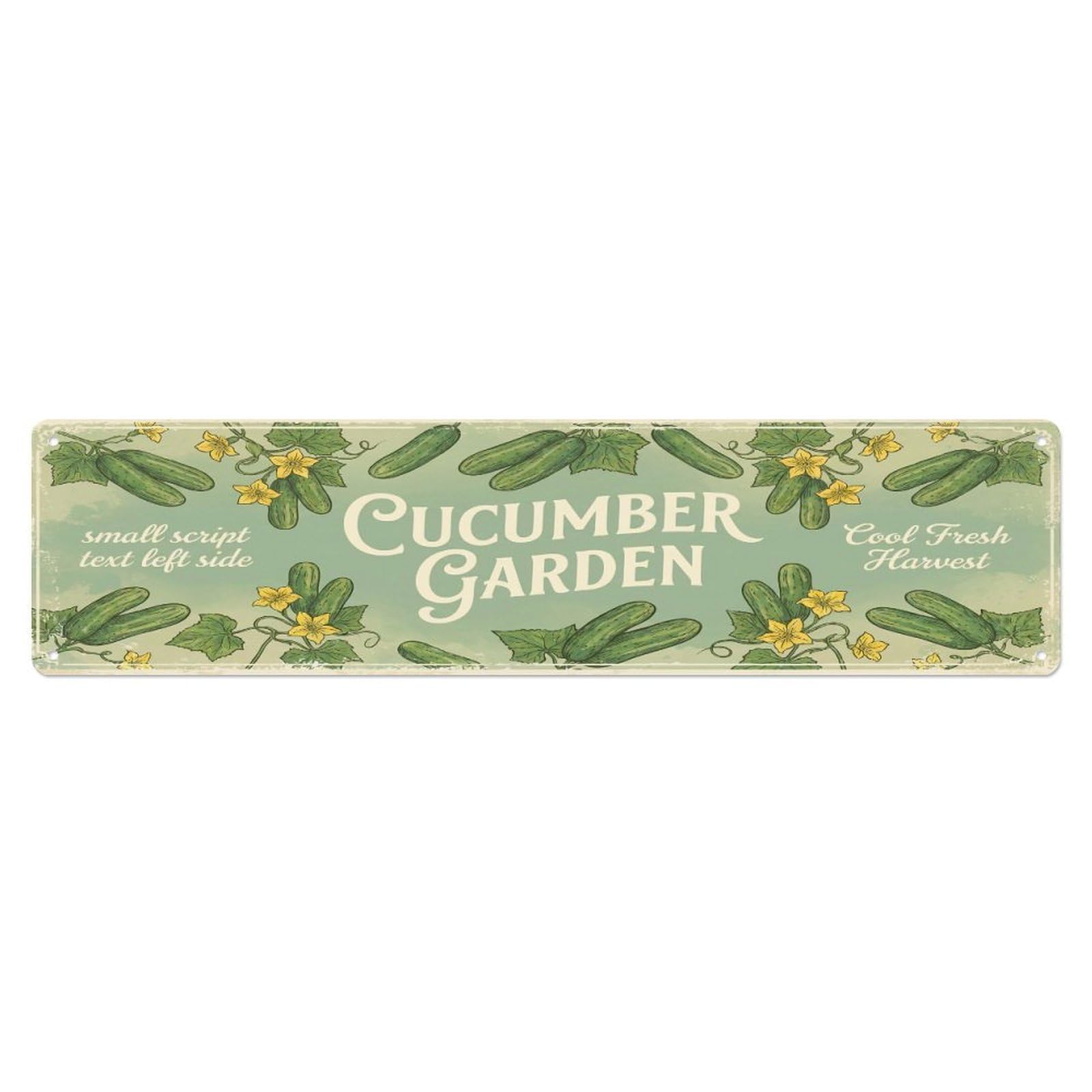 Olhnbad 4X16inch(10X40cm) Vintage Cottagecore Garden Cucumber Garden Banner Metal Tin Sign