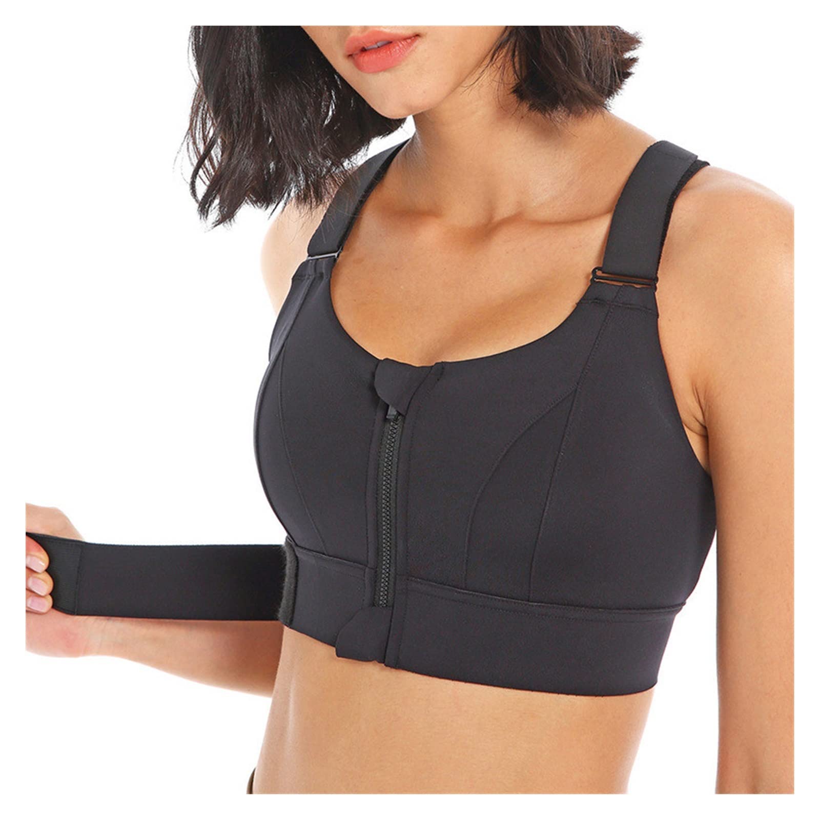 Mujeres Sports Sports Top Top Crop Chaleco de Yoga Front Chipper Strap Ajustable Atentable Gimnasia Fitness Athletic Brassiere