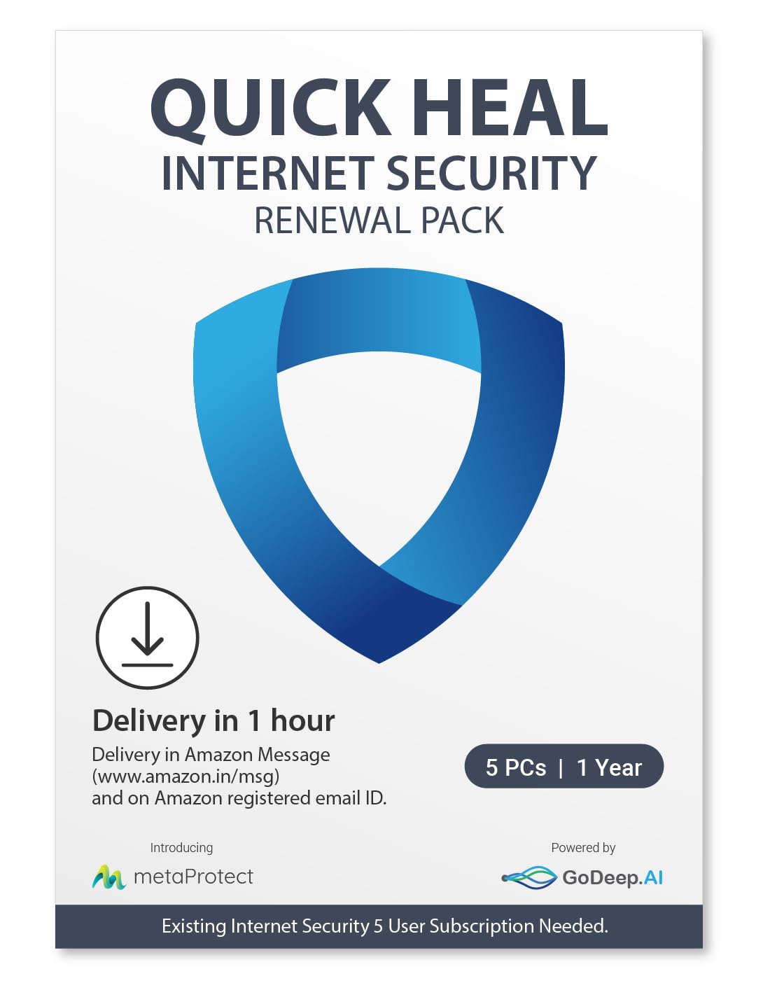 Quick Heal Internet Security Renewal Upgrade - 5 Users, 1 Year(Single Key) (Email Delivery In 1 Hour- No Cd)- Existing 5 User Internet Security Subscription Needed