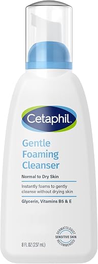 Cetaphil Oil Free Gentle Foaming Facial Cleanser, Sensitive Skin, 8oz