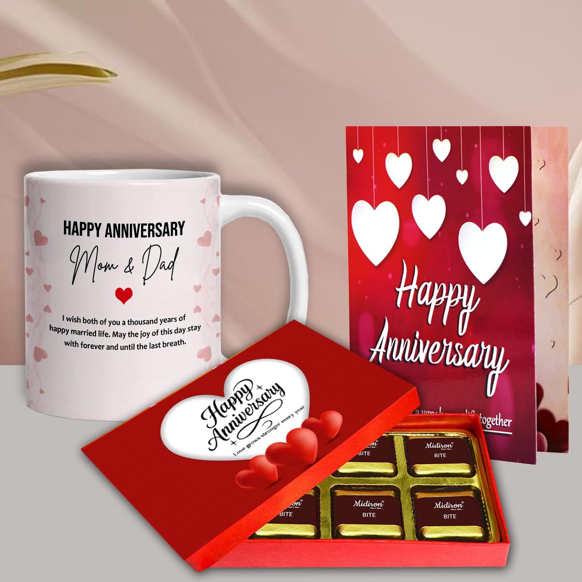Midiron Happy Anniversary Mom Dad Gift Combo with Coffee Mug