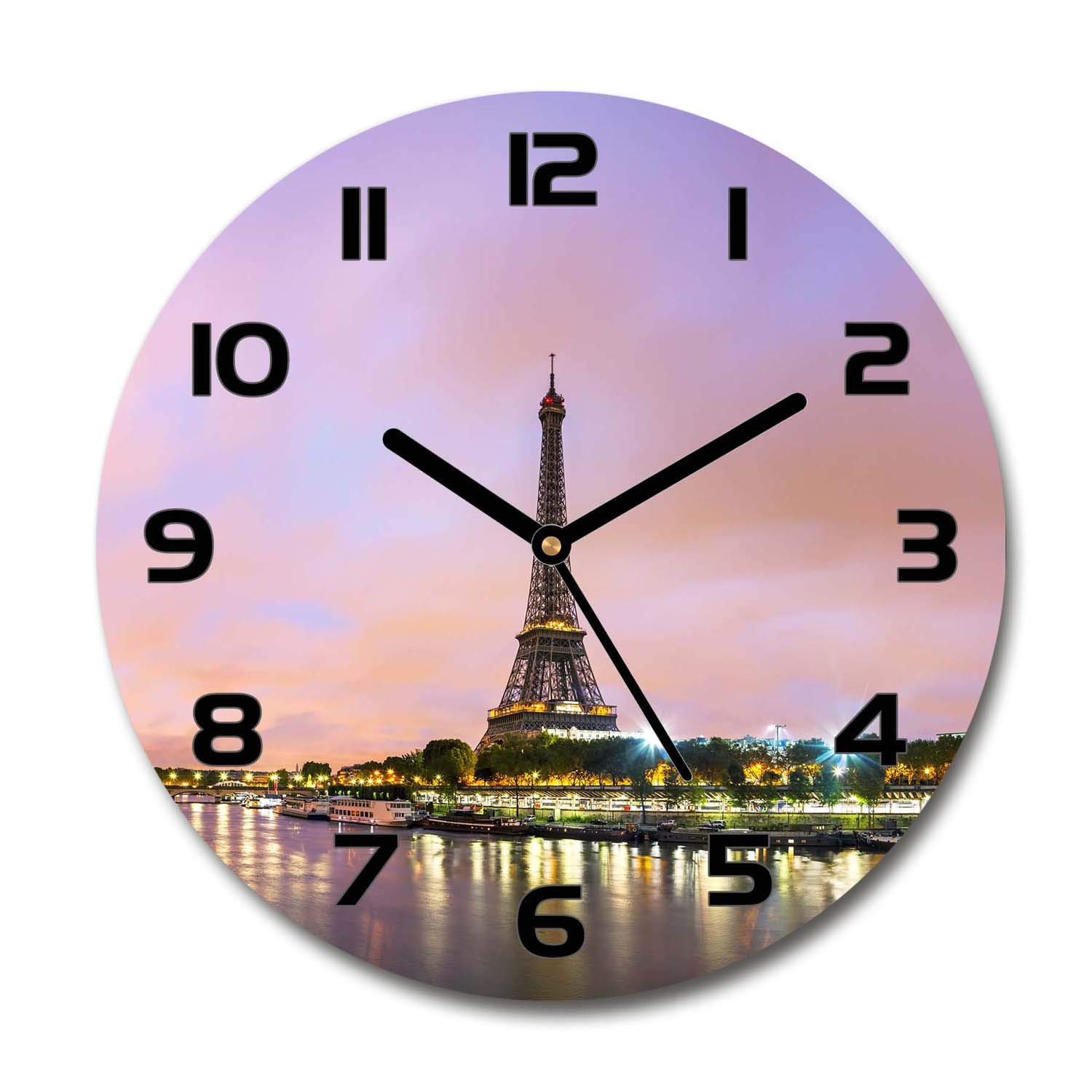 Horloge de Salon en Verre 30cm Tulup - Déco Murale Paris Tour Eiffel