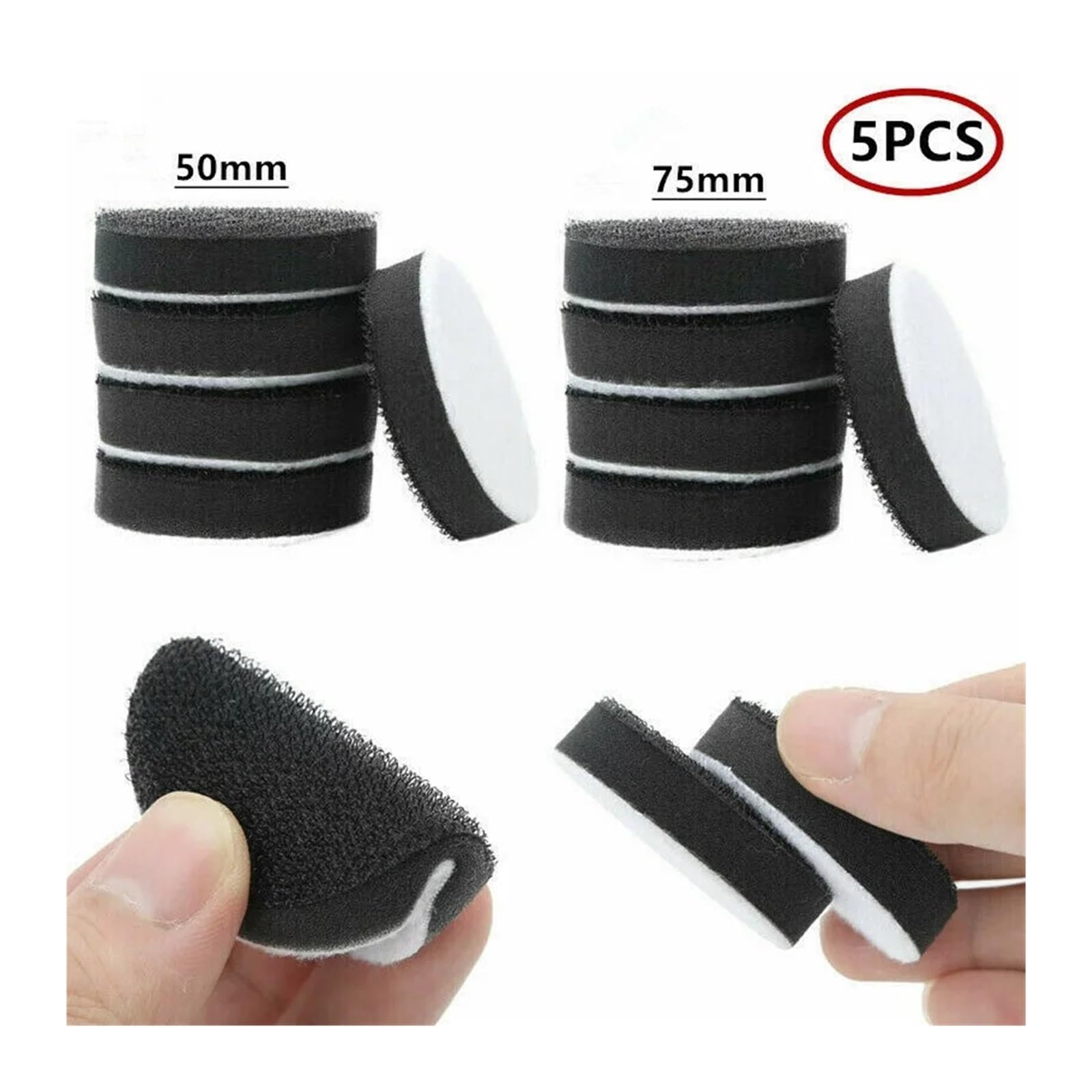 Rueda de pulido para amoladora de banco, 5 unidades de almohadillas interfaz esponja suave 50 mm y 75 con gancho bucle plato soporte for lijadora, pulidora disco lijado(5pcs 50mm)
