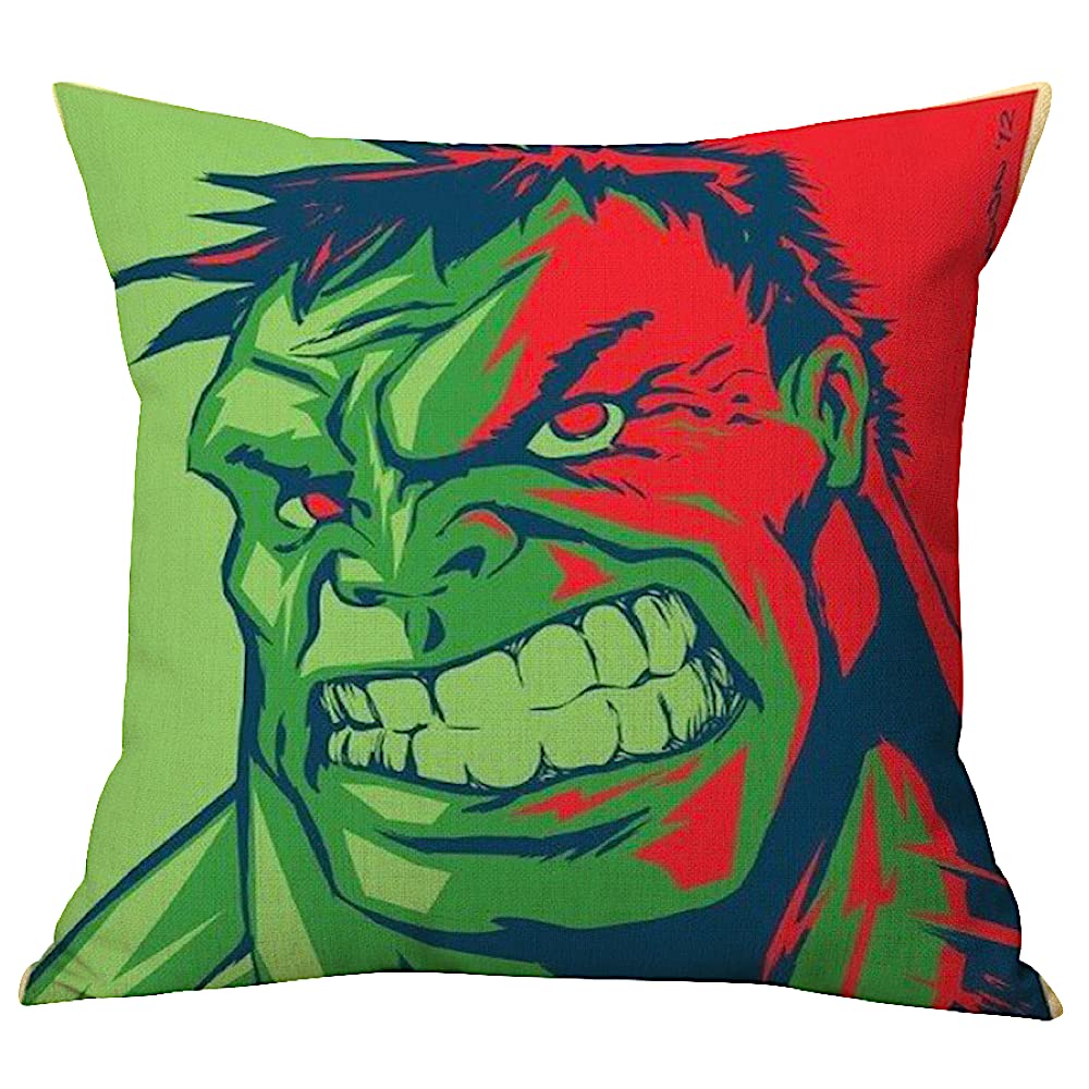 The Beach Stop Incredible Hulk Superhero Scatter Cushion Cover | Unique Design | Boys & Girls Bedroom Decor | Gift Idea for Superhero Fans | 45x45cm 18x18” | Hulk Angry