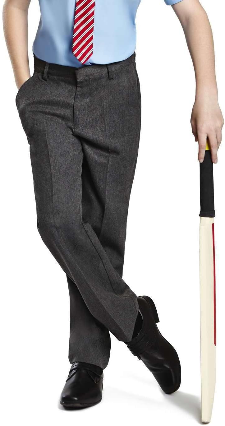 Boys Pull Up School Elasticated Trousers Black Grey Navy Age 2 3 4 5 6 7 8 9 10 11 12 13 14 15 16 17 18 Years
