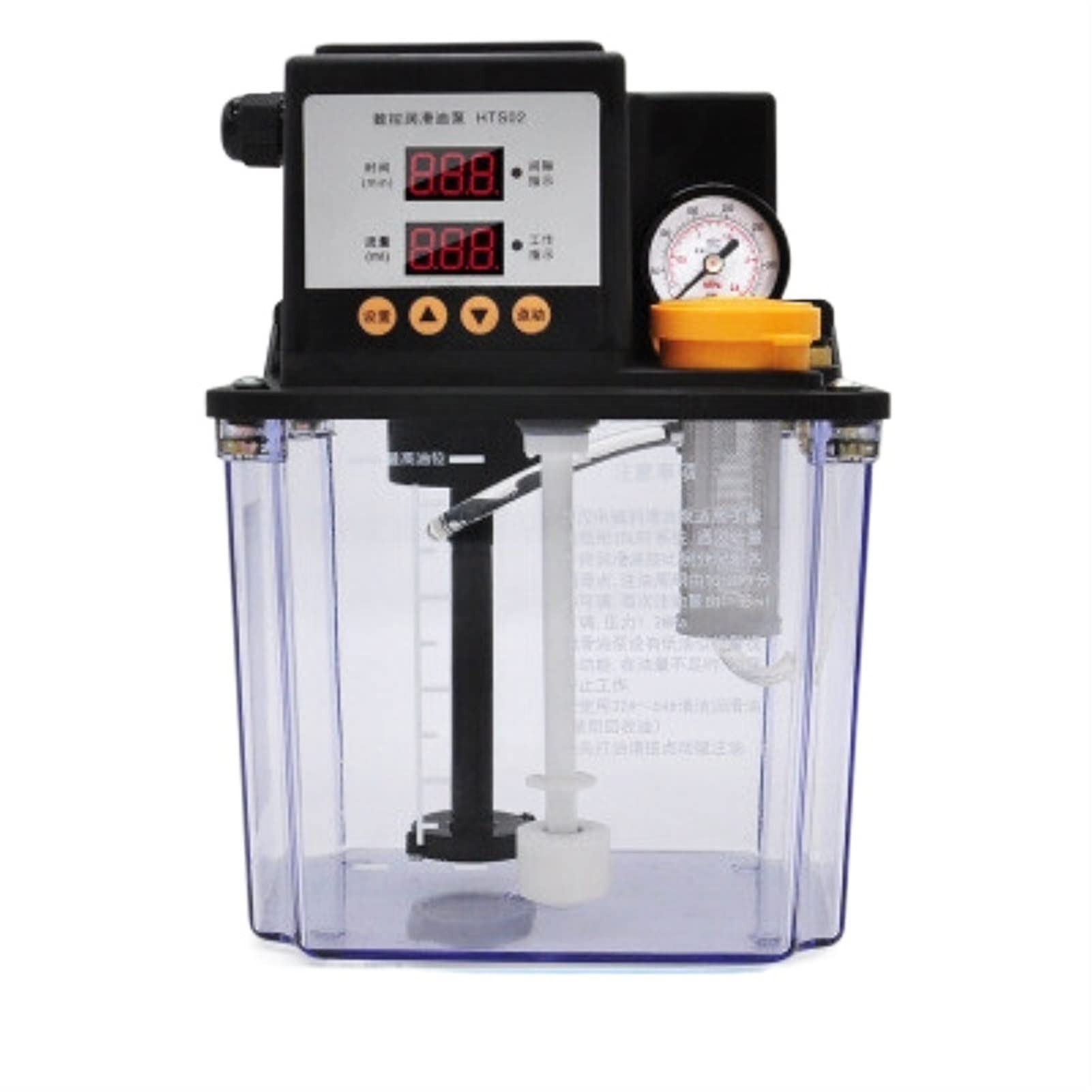 Mini Bomba pequeña 11 0V 1/2L CNC Lubricador de Bomba de lubricación electromagnética 1/2 litros Bomba lubricante Bomba de Aceite lubricante (Voltage : 2L with Oil Gauge)