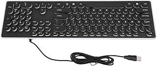 USB LED Backlit Retro Typewriter Mechanical Keyboard,Blue Switch Round Keycaps, 104 Keys Vintage Inspired Steampunk Gaming Keyboard,Mechanical Gaming Keyboard for PC Mac Gamer Typ