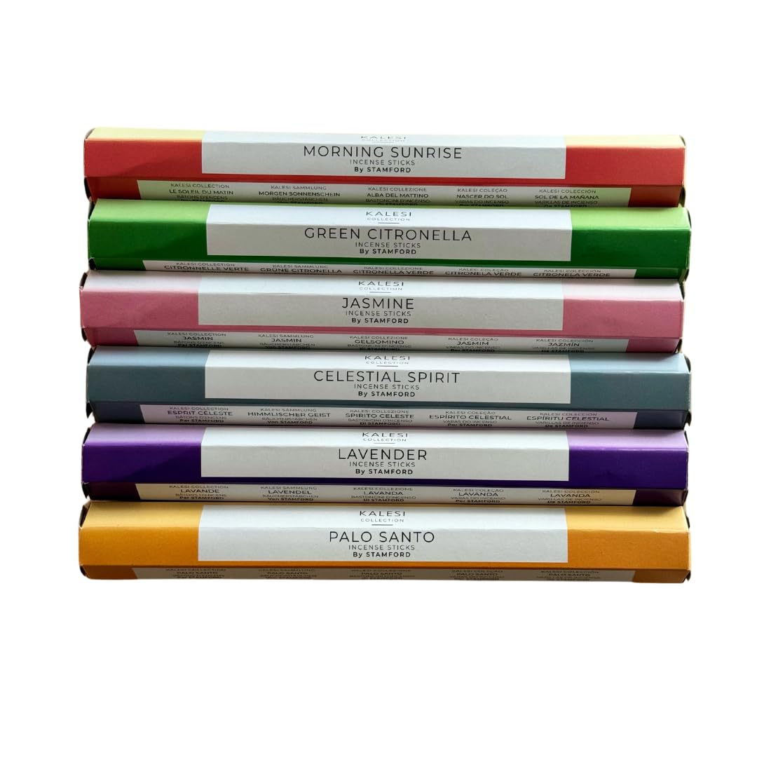 The Kalesi Collection Citrus Harmony Collection Hex Incense Sticks Set - Morning Sunrise, Green Citronella, Jasmine, Celestial Spirit, Lavender and Palo Santo Incense Gift Pack
