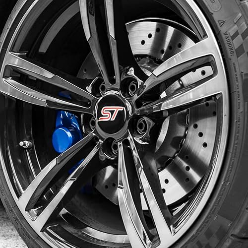 Miniatura 4 de 4 tapas centrales de rueda para Ford ST, calcomanías de aluminio negro para cubo central de rueda, 2.559 in2.56 pulgadas