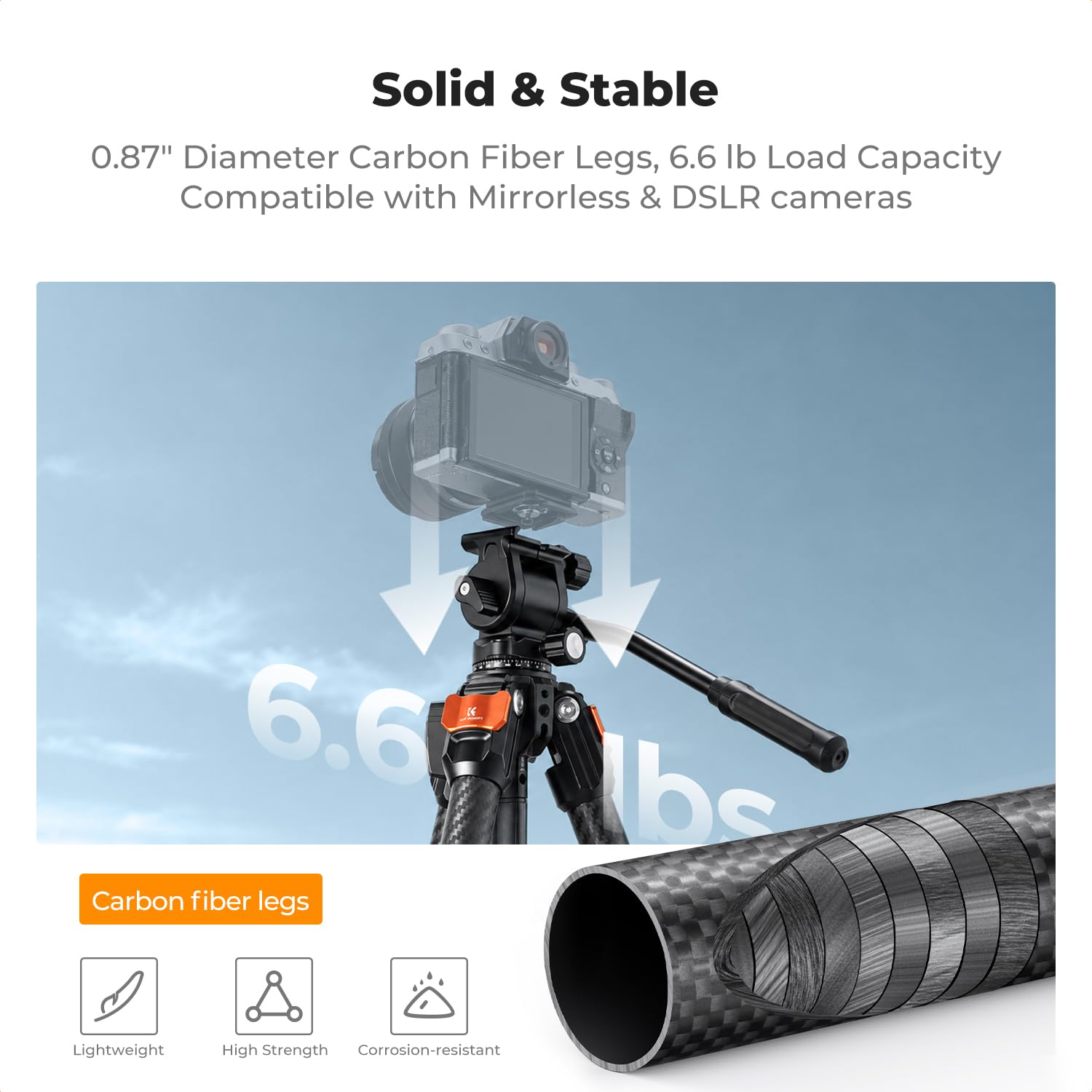 K&F Concept Tripod Camera Trípode de Fibra de Carbono