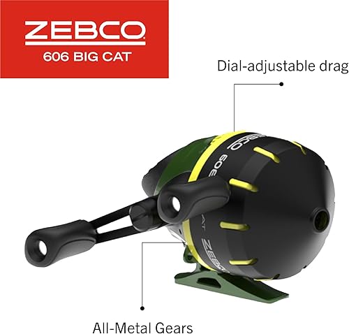Miniatura 4 de Combo de carrete y caña de pescar Zebco 606 Big Cat Spincast, caña telescópica de 7 pies de 2 piezas, potencia medio-pesada, acción moderada-rápida,